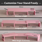 Monitor Stand Riser Adjustable Length Angle Ergonomic Desk