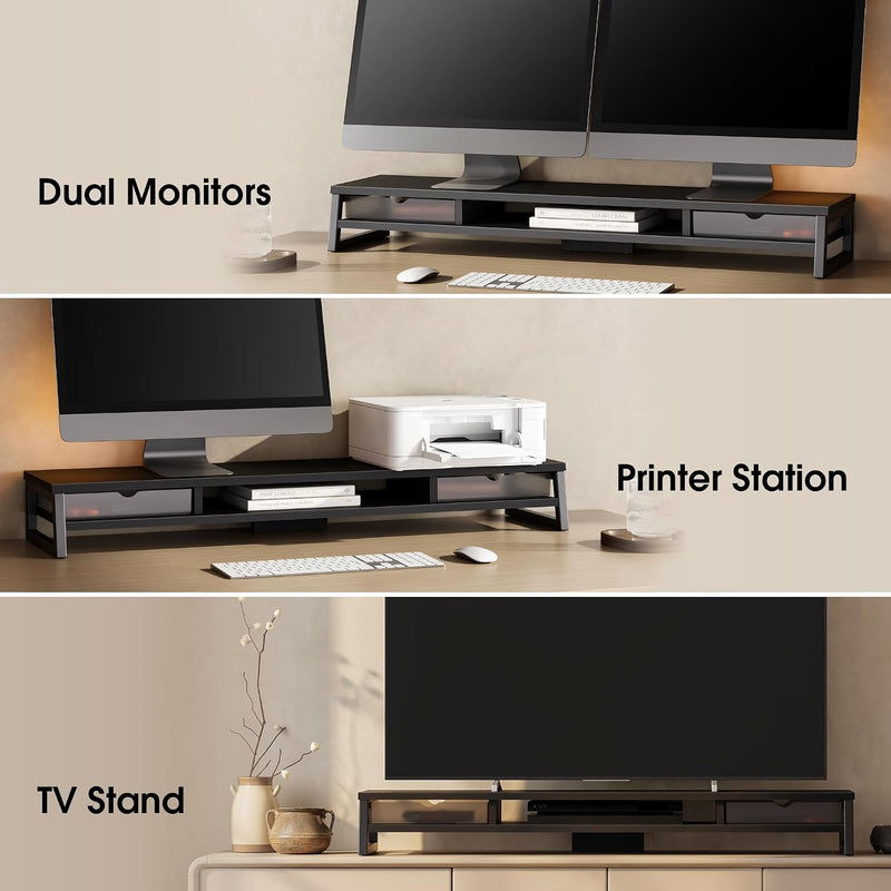 Monitor Stand with 2 PC Drawers 108CM Large