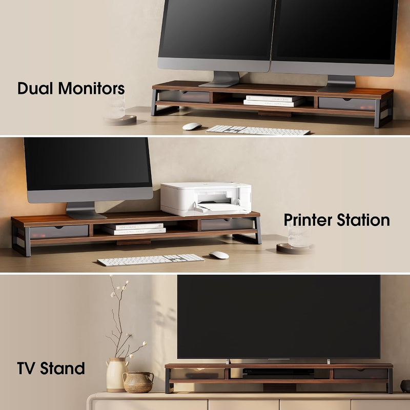 Monitor Stand with 2 PC Drawers 108CM Large