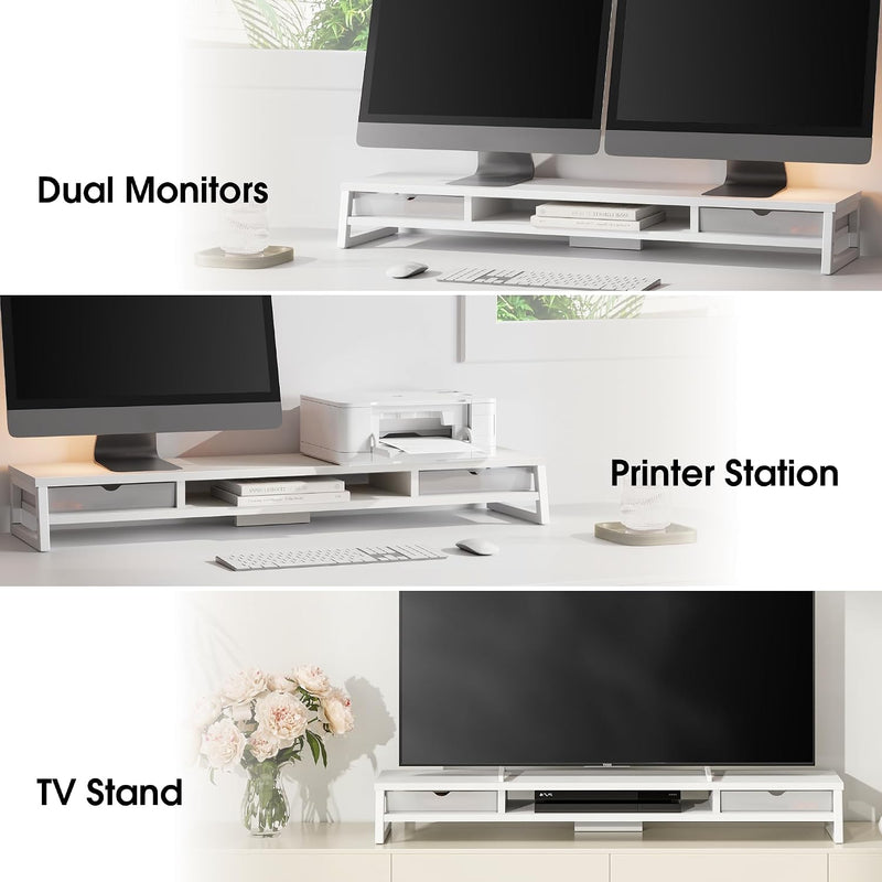 Monitor Stand with 2 PC Drawers 108CM Large
