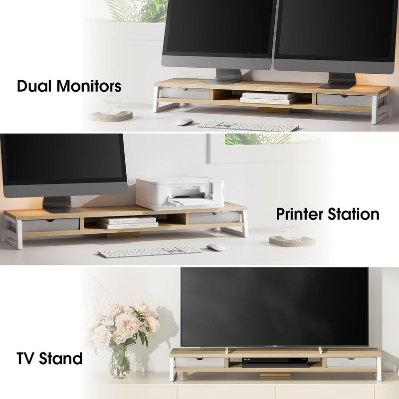 Monitor Stand with 2 PC Drawers 108CM Large
