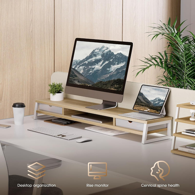 Monitor Stand with 2 PC Drawers 108CM Large