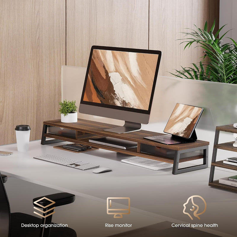 Monitor Stand with 2 PC Drawers 108CM Large