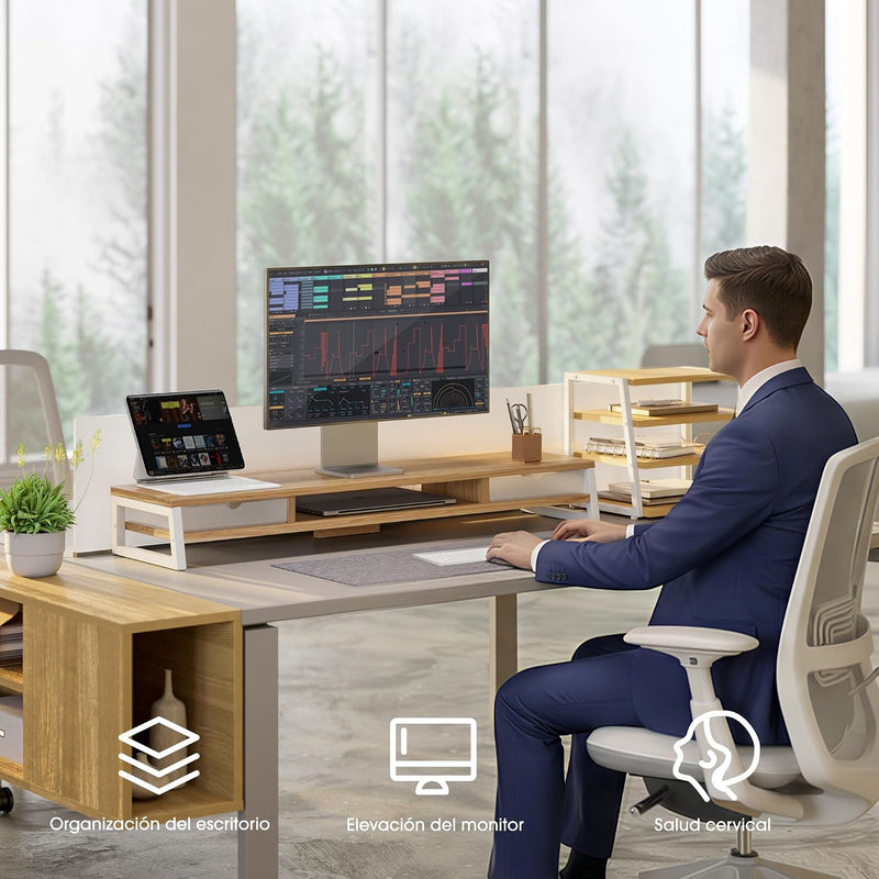Monitor Stand with 2 PC Drawers 108CM Large