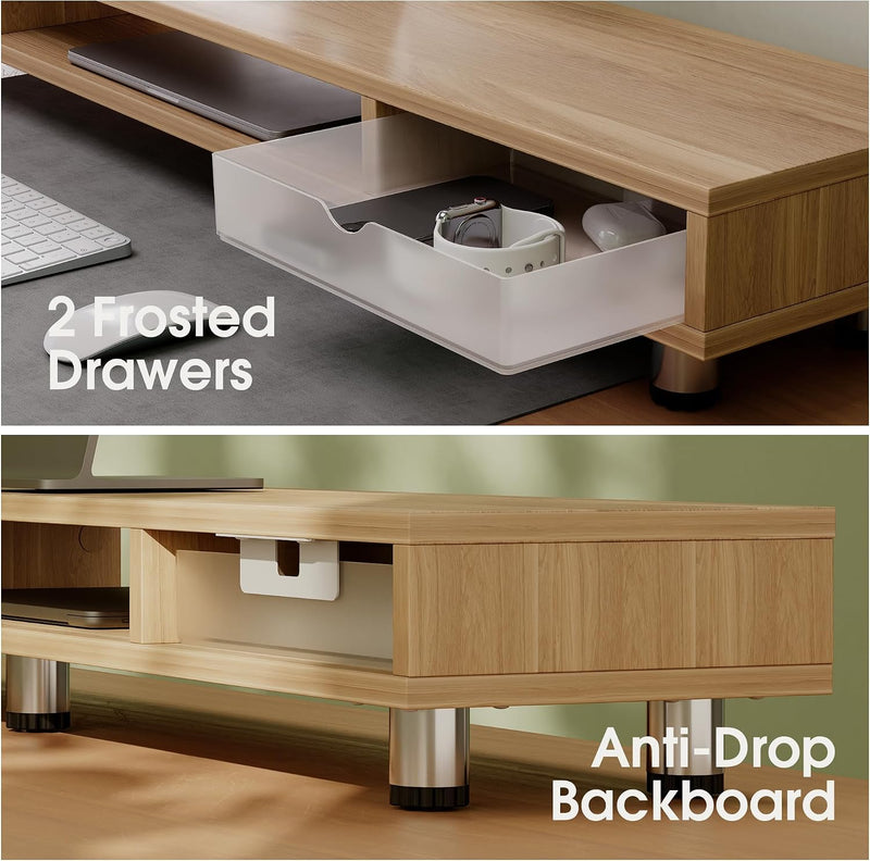 Monitor Stand with 2 PC Drawers High Adjustable