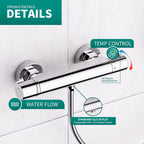 Morado Thermostatic Shower Mixer Wall Mounted Bar Tap