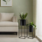 Morden Metal Craft Planters with Stand (Set of 2)