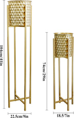 Morden Metal Craft Planters with Stand (Set of 2)
