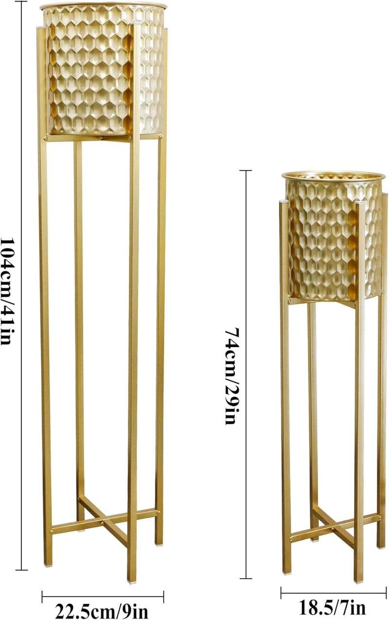 Morden Metal Craft Planters with Stand (Set of 2)
