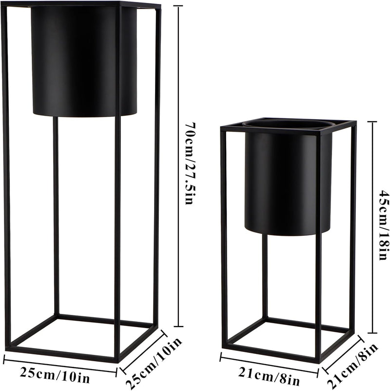 Morden Metal Craft Planters with Stand (Set of 2)