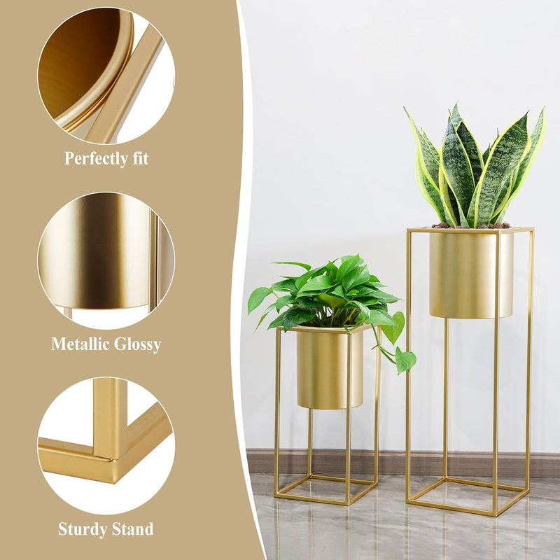 Morden Metal Craft Planters with Stand (Set of 2)
