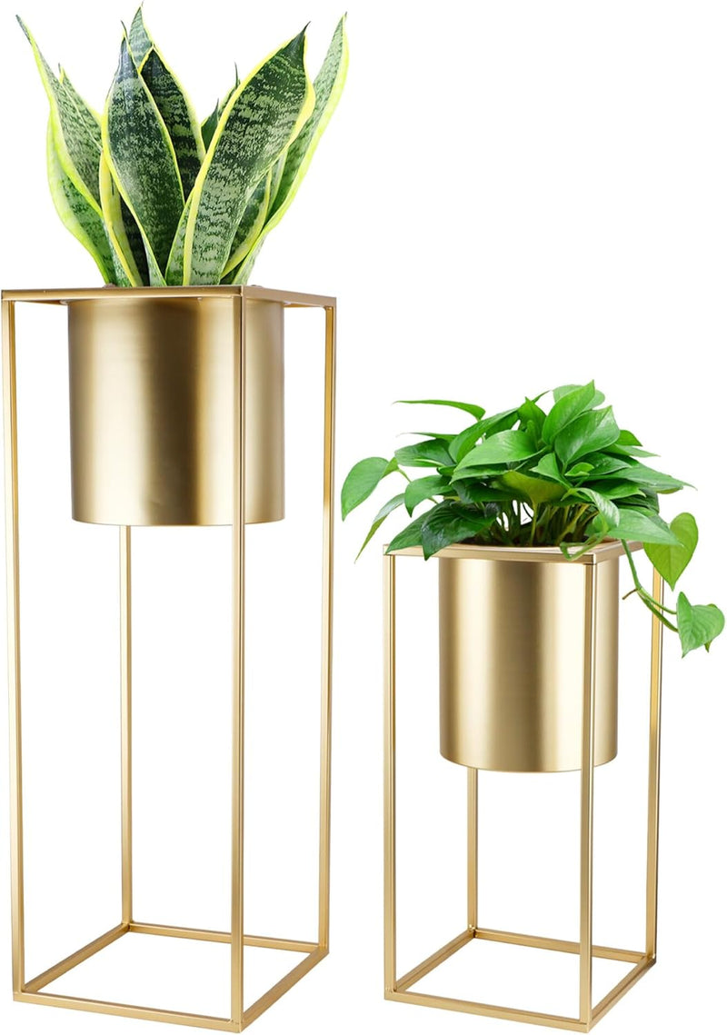 Morden Metal Craft Planters with Stand (Set of 2)