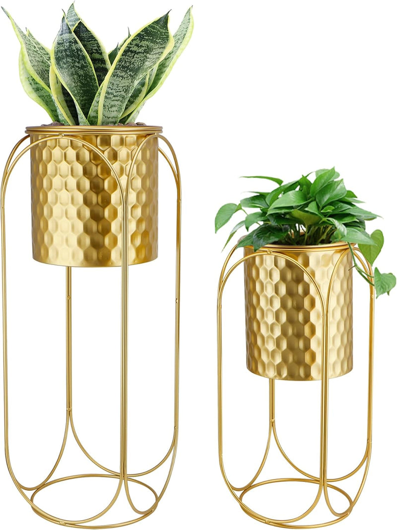 Morden Metal Craft Planters with Stand (Set of 2)