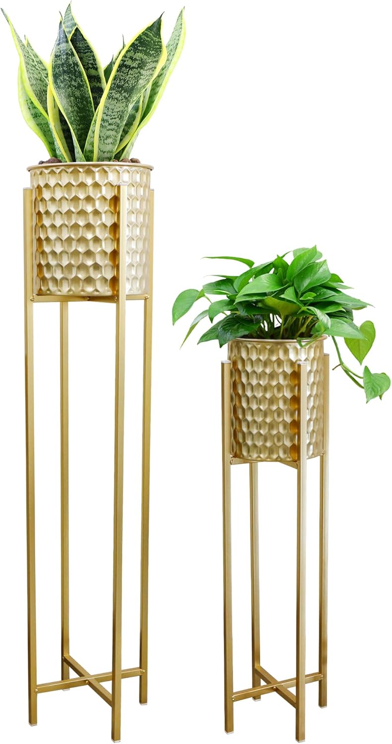 Morden Metal Craft Planters with Stand (Set of 2)