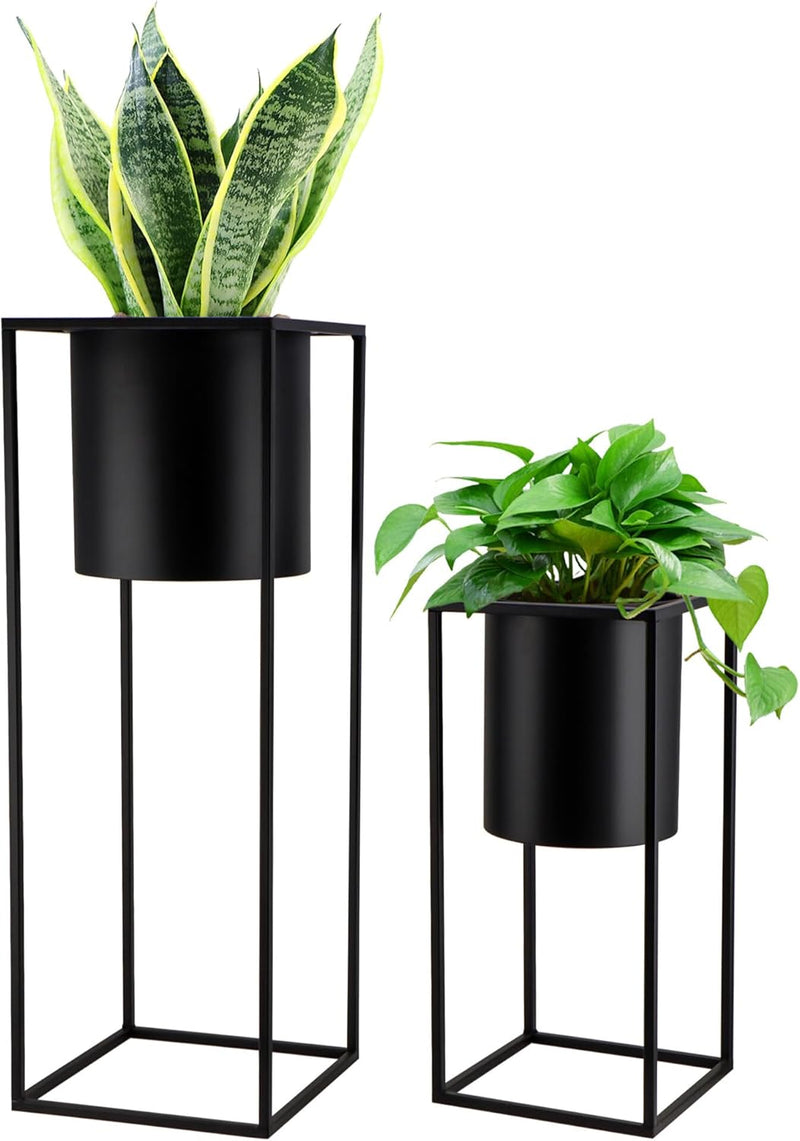 Morden Metal Craft Planters with Stand (Set of 2)