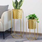 Morden Metal Craft Planters with Stand (Set of 2)
