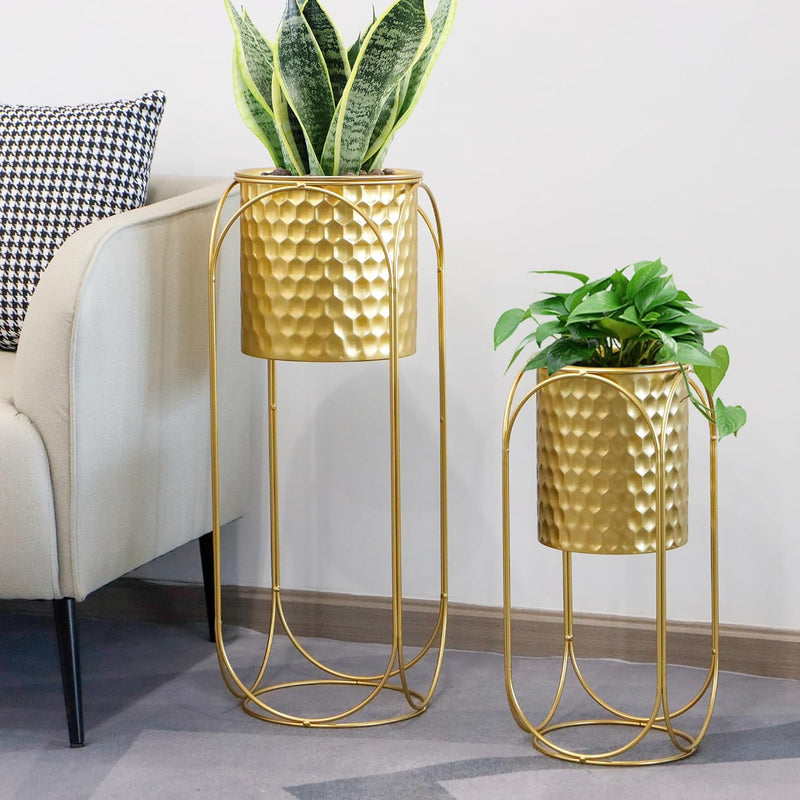 Morden Metal Craft Planters with Stand (Set of 2)