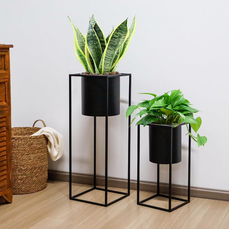 Morden Metal Craft Planters with Stand (Set of 2)