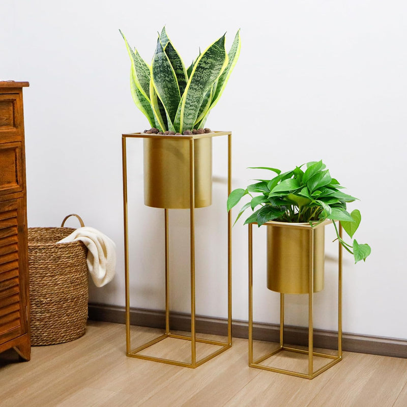 Morden Metal Craft Planters with Stand (Set of 2)
