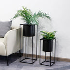 Morden Metal Craft Planters with Stand (Set of 2)