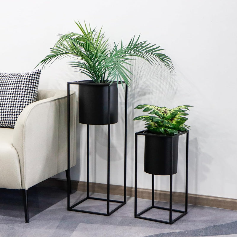Morden Metal Craft Planters with Stand (Set of 2)