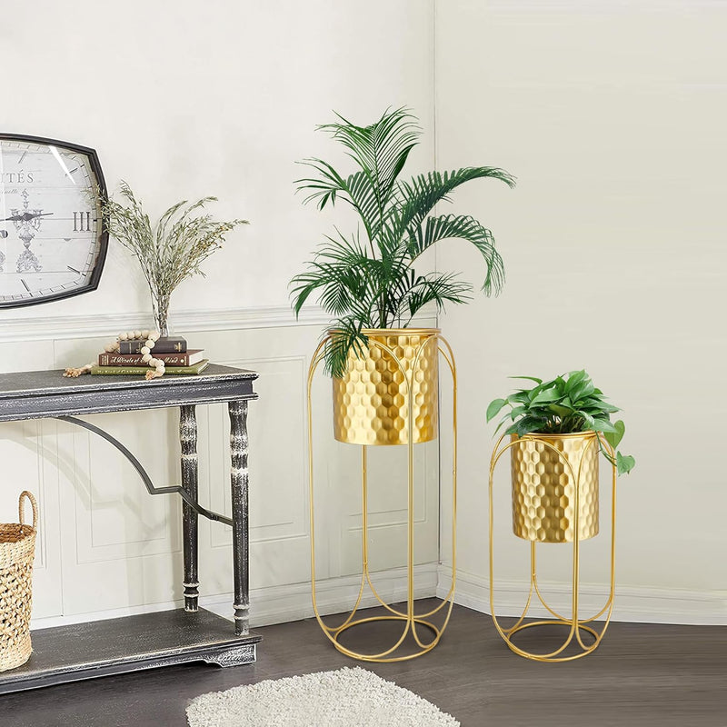 Morden Metal Craft Planters with Stand (Set of 2)