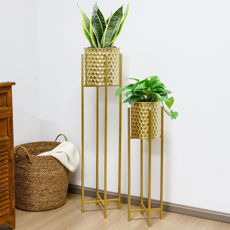 Morden Metal Craft Planters with Stand (Set of 2)