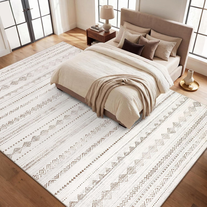 Moroccan Area Rug Washable Camel for Living Room
