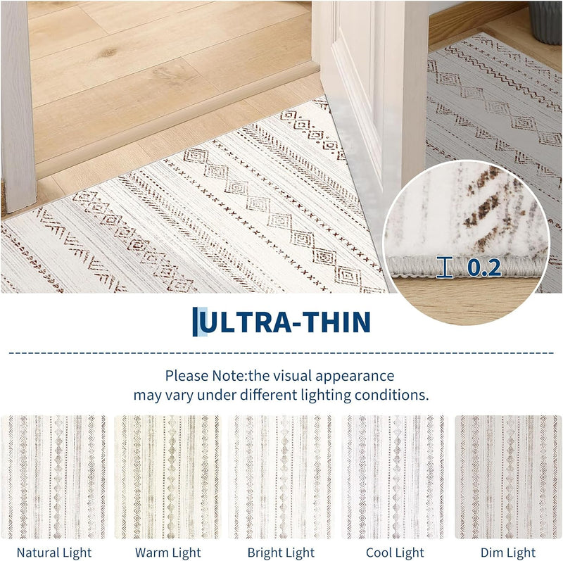 Moroccan Area Rug Washable Camel for Living Room