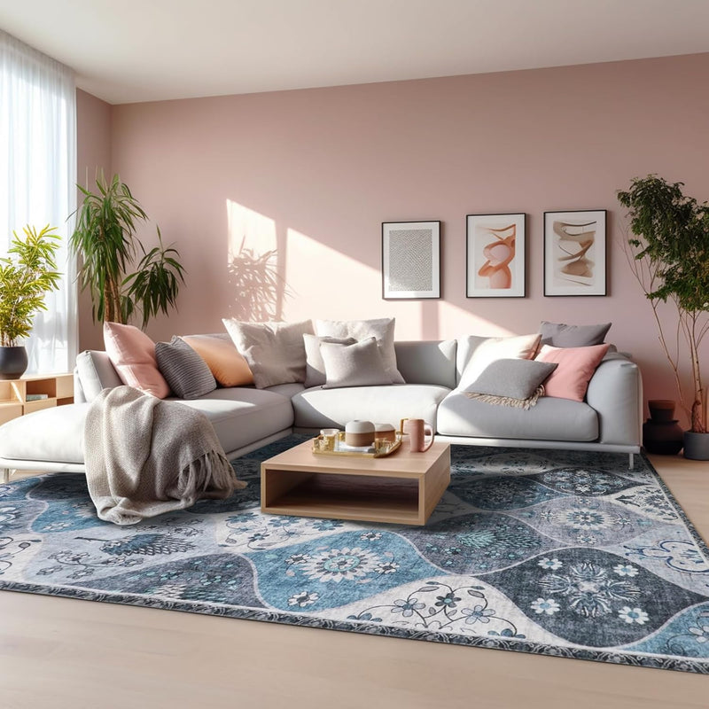 Moroccan Washable Trellis Area Rug Non-Slip Bedroom