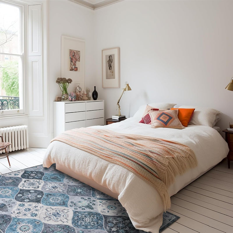 Moroccan Washable Trellis Area Rug Non-Slip Bedroom