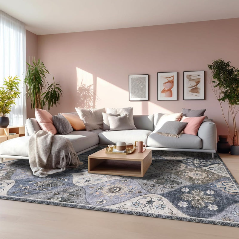 Moroccan Washable Trellis Area Rug Non-Slip Bedroom