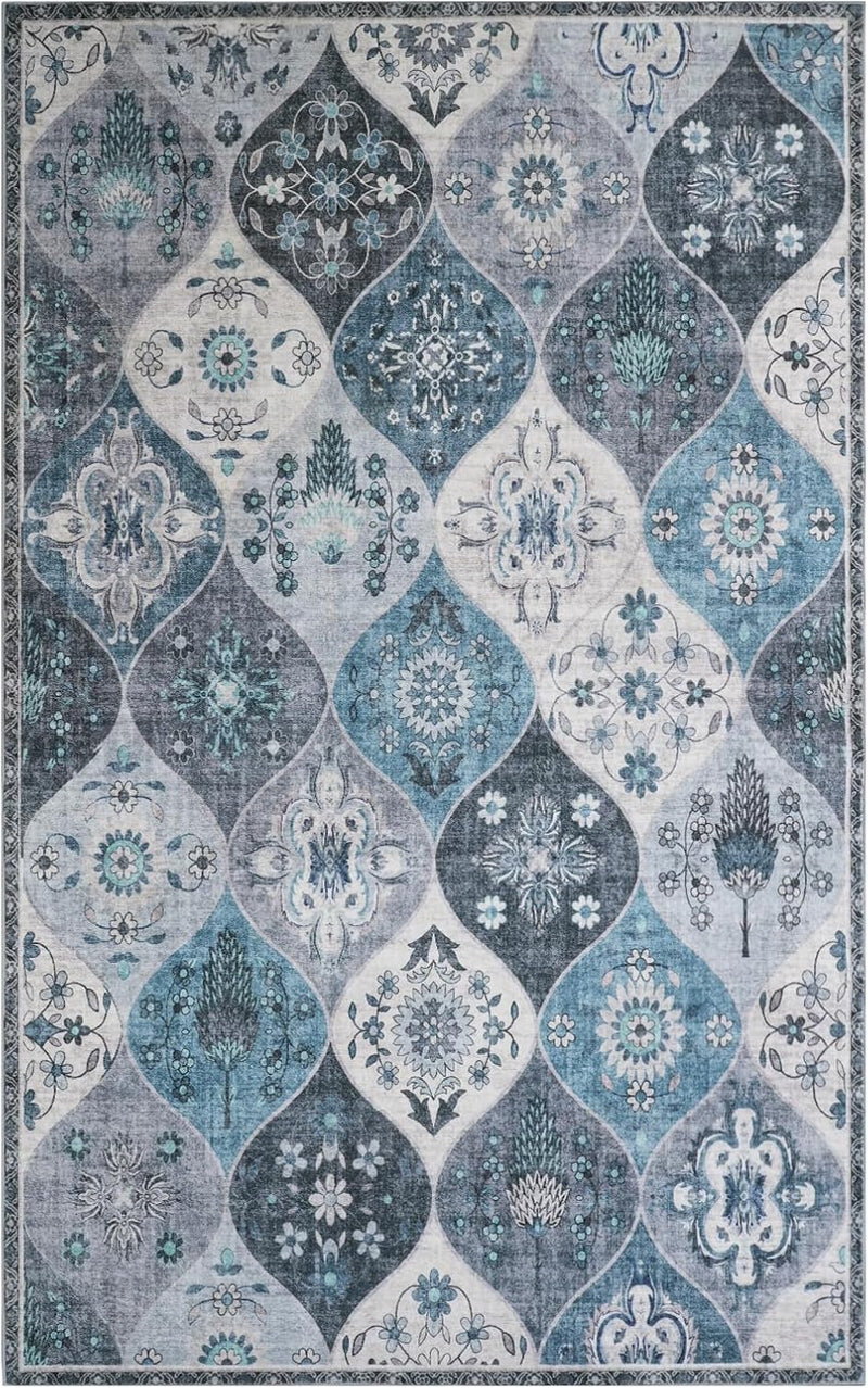 Moroccan Washable Trellis Area Rug Non-Slip Bedroom