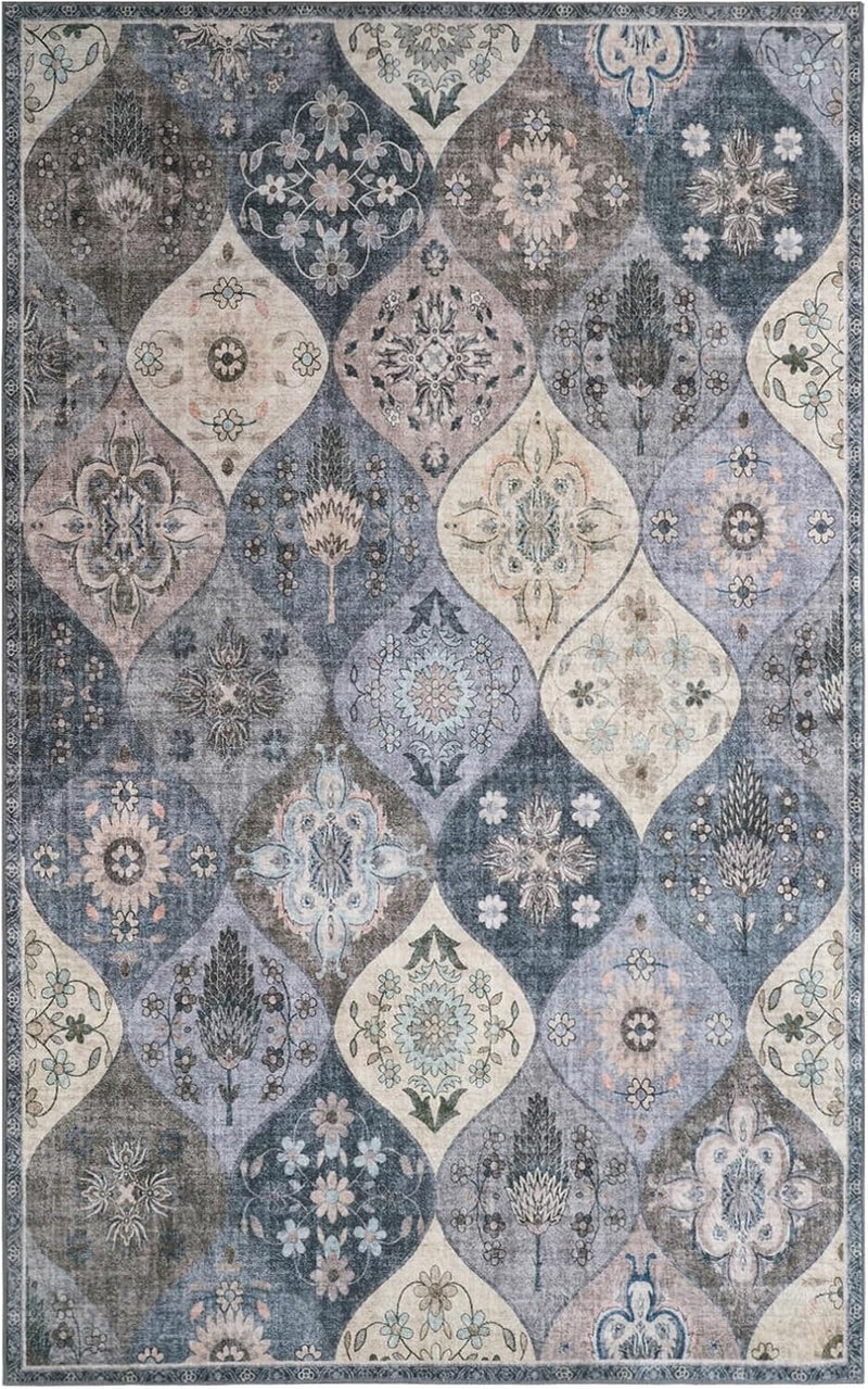 Moroccan Washable Trellis Area Rug Non-Slip Bedroom