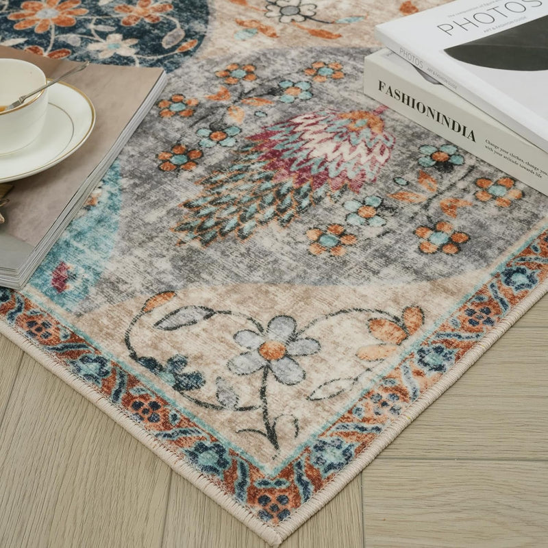 Moroccan Washable Trellis Area Rug Non-Slip Bedroom