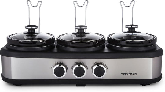 3.9L Trioserve Three Pot Slow Cooker Ceramic Pots