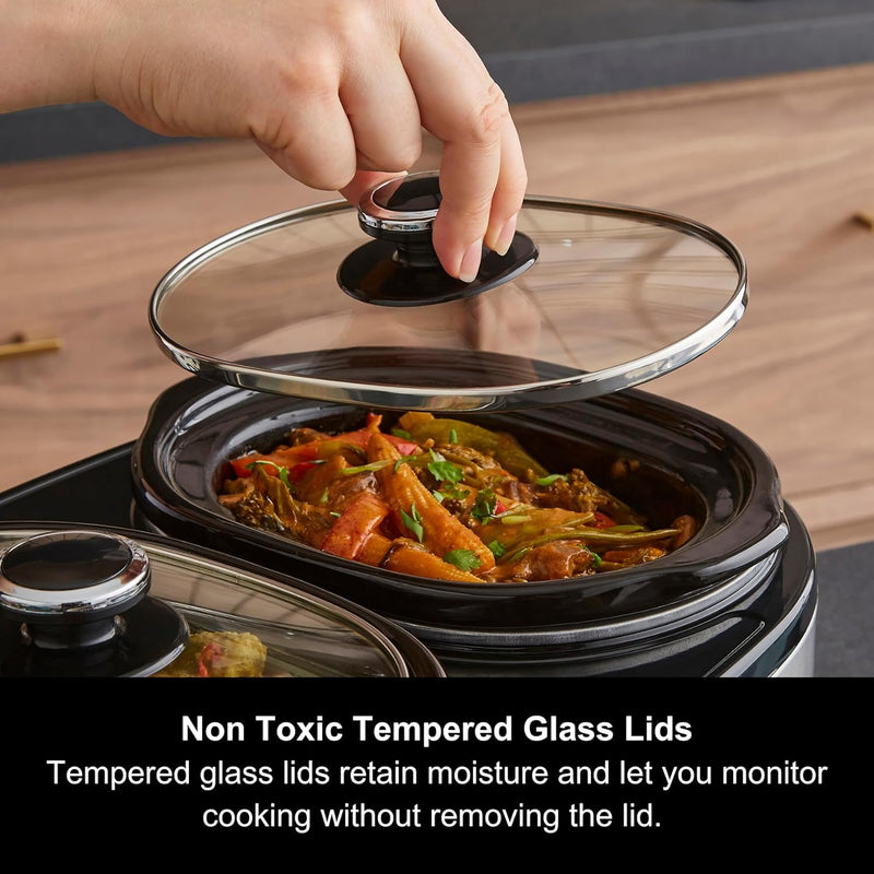 3.9L Trioserve Three Pot Slow Cooker Ceramic Pots