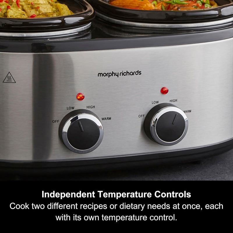 3.9L Trioserve Three Pot Slow Cooker Ceramic Pots
