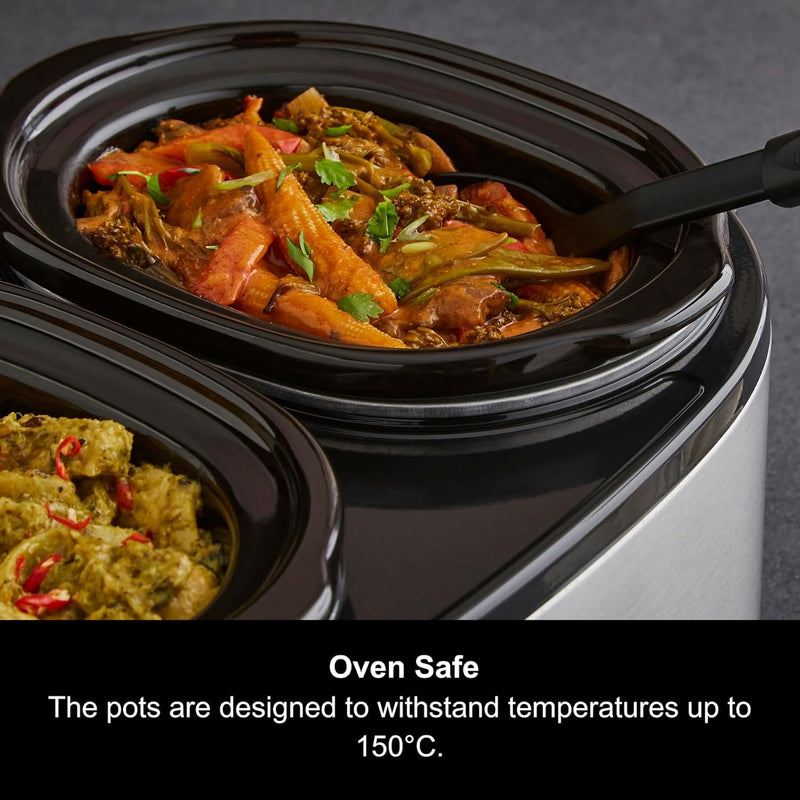 3.9L Trioserve Three Pot Slow Cooker Ceramic Pots
