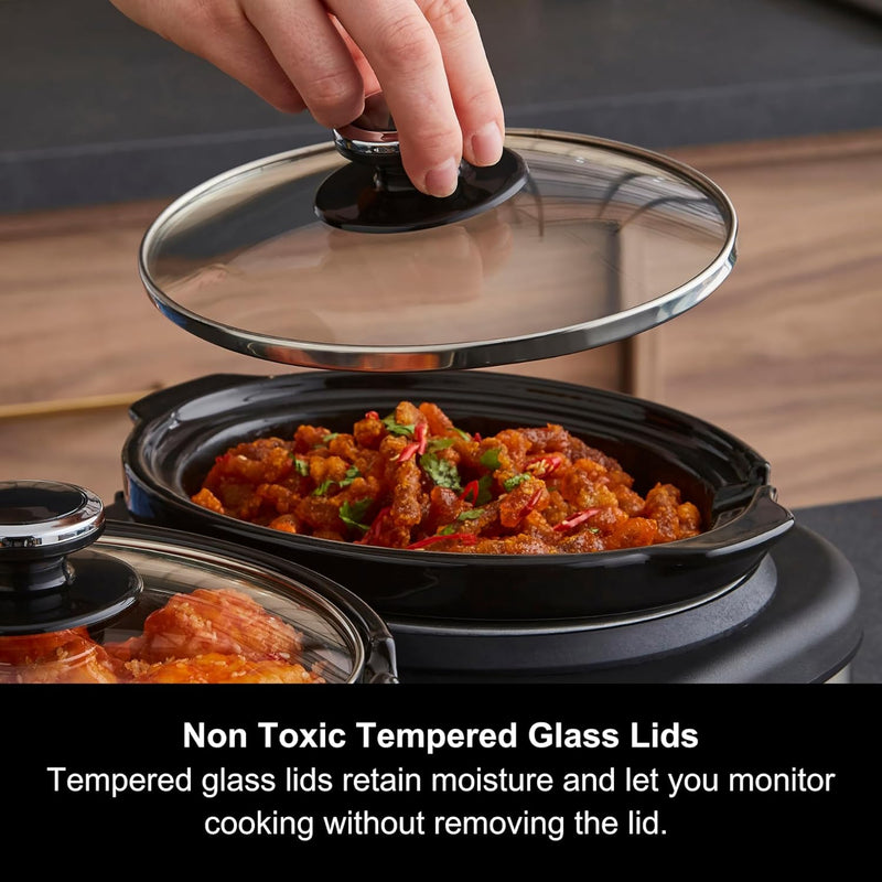 3.9L Trioserve Three Pot Slow Cooker Ceramic Pots