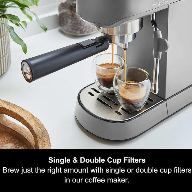 Signature Compact Espresso Maker Ground Coffee Dual Cup