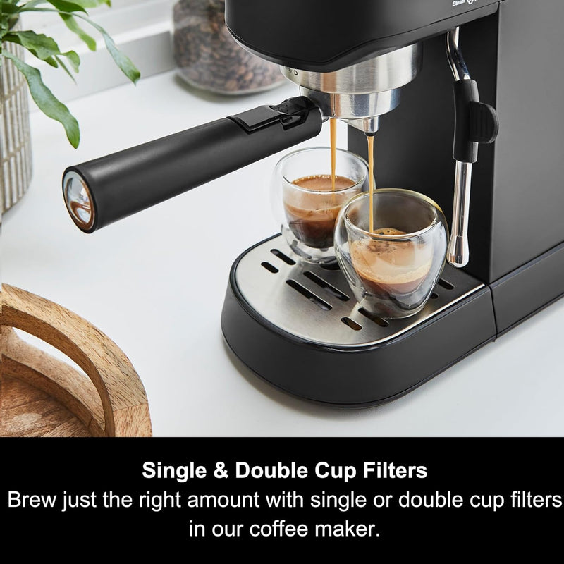 Signature Compact Espresso Maker Ground Coffee Dual Cup