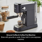Signature Compact Espresso Maker Ground Coffee Dual Cup