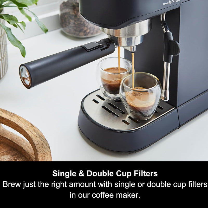 Signature Compact Espresso Maker Ground Coffee Dual Cup