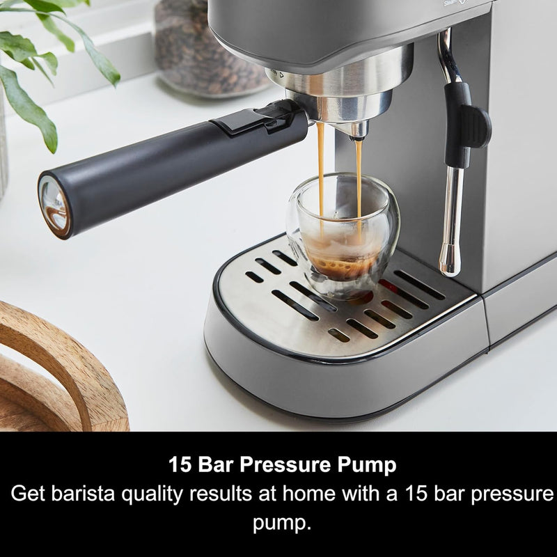 Signature Compact Espresso Maker Ground Coffee Dual Cup