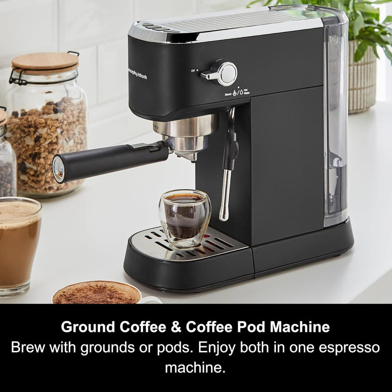 Signature Compact Espresso Maker Ground Coffee Dual Cup