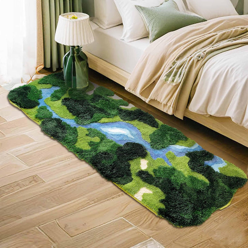Moss Hallway Runner Rug Shag Carpet Leaf