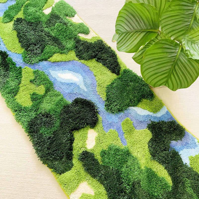 Moss Hallway Runner Rug Shag Carpet Leaf
