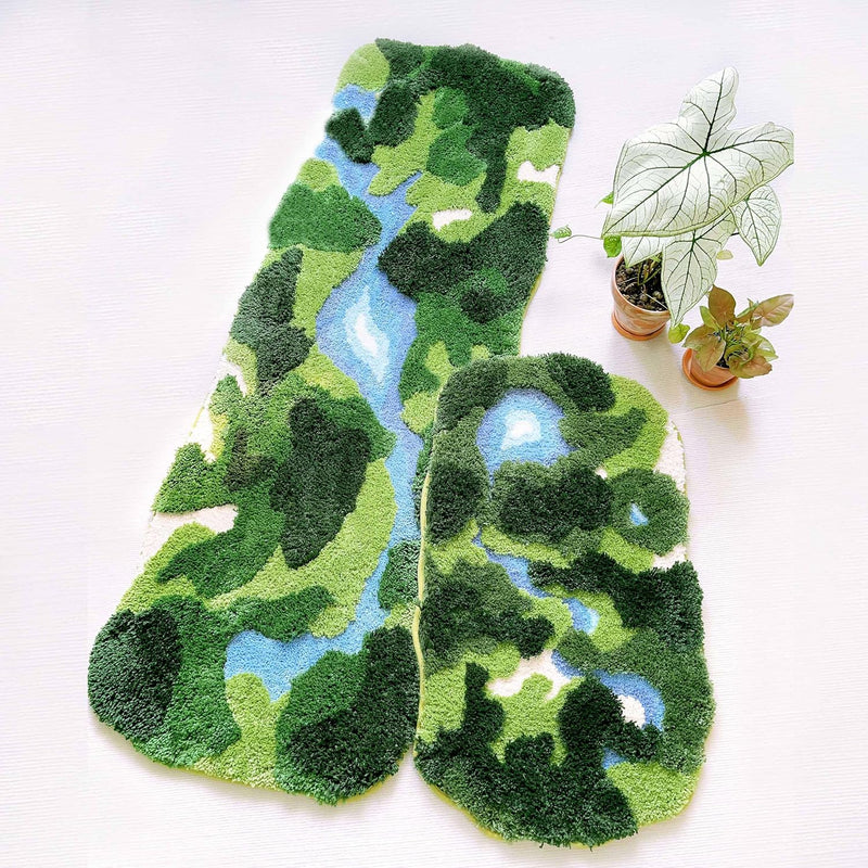 Moss Hallway Runner Rug Shag Carpet Leaf