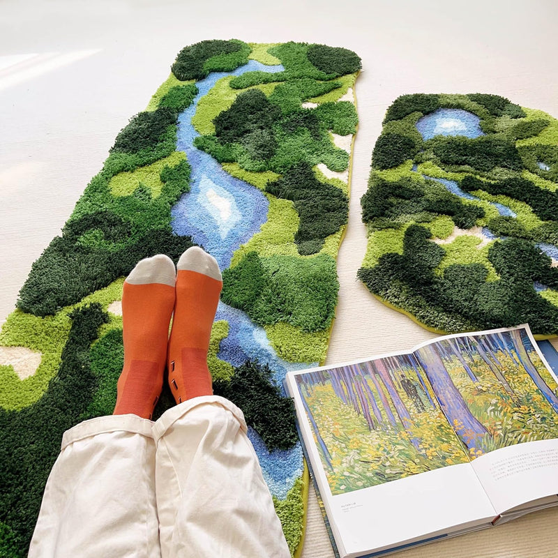 Moss Hallway Runner Rug Shag Carpet Leaf